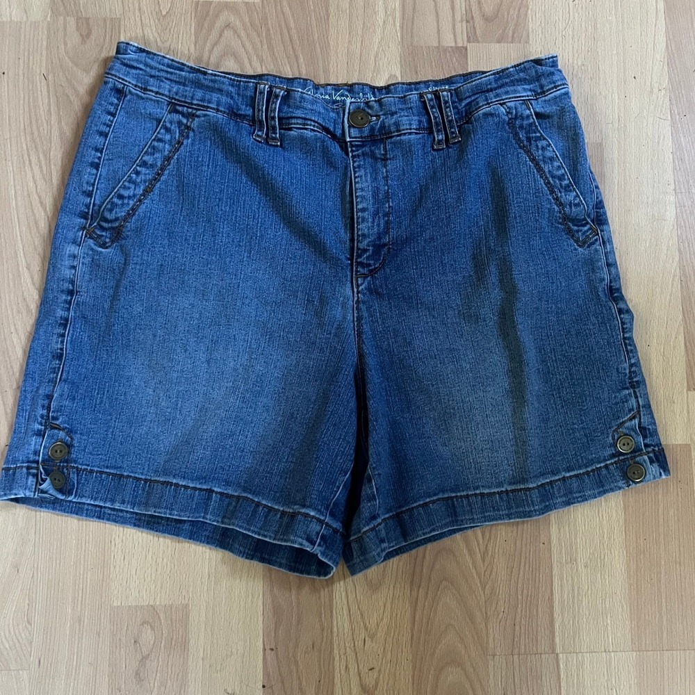 Gloria Vanderbilt High Rise Denim Shorts Trouser Pocket Button Preppy Retro Y2K